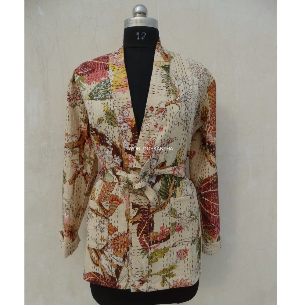 Beautiful Quilted Kantha Jacket - Used once, Like new OS